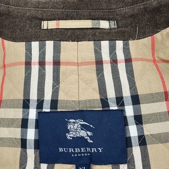 Burberry London Wool Blend Jacket Nova Check Quilted Lined Brown Men's XLarge - Picture 12 of 16